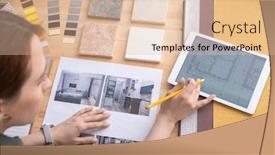  Presentation with interior designer - Slide set with creative-female-designer-of-interior background and a lemonade colored foreground