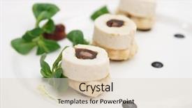  Presentation with porcelain - Slide set consisting of creative fish dish on white porcelain plate background and a lemonade colored foreground