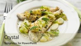  Presentation with sage - PPT layouts featuring creative food - fish fillet with pistachio sage background and a  colored foreground