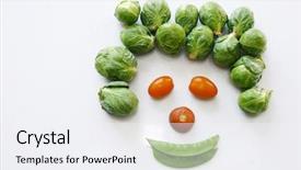  Presentation with happy sad mask face - Audience pleasing presentation consisting of creative food - happy vegetables face backdrop and a white colored foreground