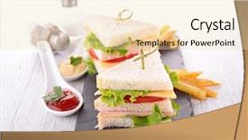  Presentation with french fries - Presentation enhanced with creative food - sandwich and french fries background and a lemonade colored foreground