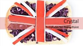  Presentation with great britain - Colorful theme enhanced with creative food - sandwich with a flag backdrop and a coral colored foreground
