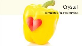  Presentation with red and yellow - Beautiful PPT theme featuring creative food - yellow bell paprika with red backdrop and a  colored foreground