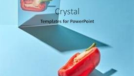  Presentation with blue food - PPT theme with creative food composition of pepper and mirror on a blue background with hard shadows and copy space organic vegetable background and a light blue colored foreground