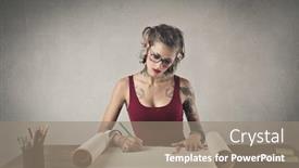  Presentation with creative - Audience pleasing theme consisting of creative girl drawing backdrop and a gray colored foreground