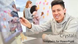  Presentation with graphic - Audience pleasing slide set consisting of creative-graphic-designer-is-happy backdrop and a mint green colored foreground