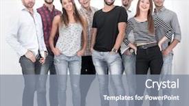  Presentation with group of diverse people - Audience pleasing theme consisting of creative group of young people backdrop and a gray colored foreground