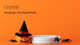  Presentation with halloween - Presentation theme enhanced with creative-halloween-composition-with-pumpkin background and a gray colored foreground