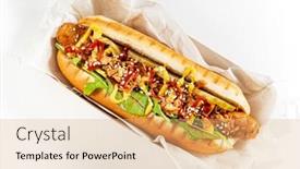  Presentation with creative - Presentation theme featuring creative-hot-dog background and a coral colored foreground