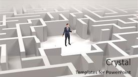  Presentation with maze - Cool new theme with creative ideas solutions 3d - young businessman standing backdrop and a light gray colored foreground