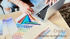  Presentation with help desk - Slide deck featuring sitting at wooden desk cover background and a lemonade colored foreground