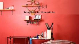  Presentation with tattoo - PPT theme with creative-interior-of-tattoo-master background and a coral colored foreground
