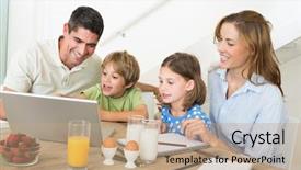  Presentation with breakfast - Cool new presentation design with creative juice - family using laptop while having backdrop and a coral colored foreground
