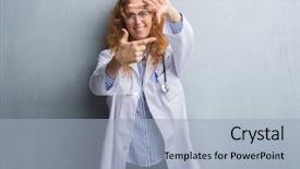  Presentation with woman praying over bible - PPT layouts featuring creative juice - young redhead doctor woman background and a light blue colored foreground