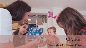  Presentation with school kids - Presentation theme with creative-kids-during-an-art background and a coral colored foreground