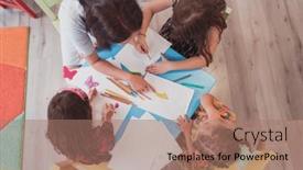  Presentation with school kids - Slide deck consisting of creative-kids-during-an-art background and a coral colored foreground