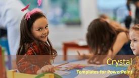  Presentation with school kids - Slide set enhanced with creative-kids-during-an-art background and a tawny brown colored foreground