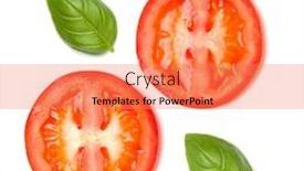  Presentation with tomato - Cool new PPT theme with creative layout made of basil and tomato slices flat lay top view vegetables isolated on white background food ingredient pattern backdrop and a coral colored foreground