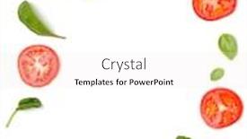  Presentation with leaves flat lay - Audience pleasing PPT theme consisting of creative-layout-made-of-tomato backdrop and a sky blue colored foreground