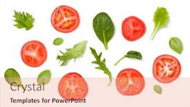  Presentation with leaves flat lay - Colorful presentation enhanced with creative-layout-made-of-tomato backdrop and a coral colored foreground