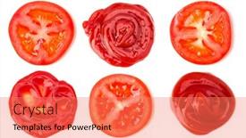  Presentation with italian food - Amazing presentation theme having creative-layout-made-of-tomato backdrop and a coral colored foreground