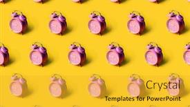  Presentation with pastel pink - Beautiful PPT theme featuring creative-layout-of-pink-alarm backdrop and a yellow colored foreground