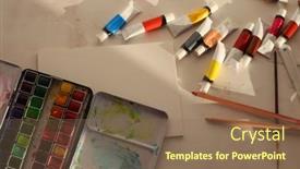  Presentation with artistic - Presentation theme enhanced with creative-mess-in-the-artistic background and a violet colored foreground