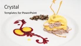  Presentation with sauce - Slides with creative pate dish with berry sauce decoration background and a white colored foreground