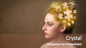  Presentation with abstract puzzle - PPT theme with creative people abstract - young person thinking with glowing background and a  colored foreground