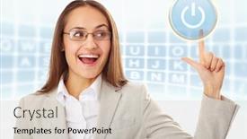  Presentation with creative - Presentation featuring creative-photo-of-happy-businesswoman background and a soft green colored foreground