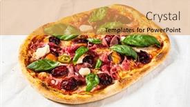  Presentation with beef - Beautiful slides featuring creative-pizza-with-beef backdrop and a yellow colored foreground