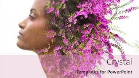  Presentation with pink flowers - Audience pleasing slide set consisting of creative-portrait-with-pink-flowers backdrop and a coral colored foreground