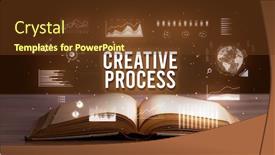  Presentation with business process - PPT theme enhanced with creative-process-inscription-coming-out background and a tawny brown colored foreground