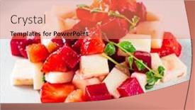  Presentation with fresh fruits vegetables - Beautiful presentation theme featuring creative-salad-from-fresh-fruits backdrop and a coral colored foreground