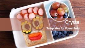  Presentation with lunchbox - Presentation design consisting of carrot blueberry - creative sandwich with fruits background and a coral colored foreground