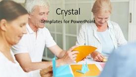  Presentation with paper making - PPT theme consisting of creative seniors folding colorful paper background and a soft green colored foreground