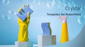  Presentation with yellow color - Theme consisting of creative-still-life-with-supplies background and a light blue colored foreground