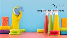  Presentation with yellow color - Cool new theme with creative-still-life-with-supplies backdrop and a light blue colored foreground