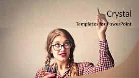  Presentation with colored pencils - Beautiful slide deck featuring creative students - beautiful student writes with colored backdrop and a  colored foreground