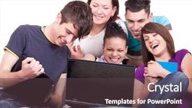  Presentation with teenagers - Audience pleasing slides consisting of creative students - group of smiling teenagers looking backdrop and a  colored foreground