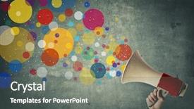  Presentation with creative - Theme enhanced with creative students - megaphone talks colourful background and a gray colored foreground