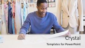  Presentation with page - Slides consisting of creative students - smiling student reading page background and a  colored foreground