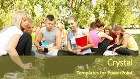  Presentation with young people in the club - Presentation theme consisting of creative students - young people learning in park background and a  colored foreground