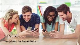  Presentation with team ministry - Cool new slide deck with creative team all using smartphones backdrop and a coral colored foreground