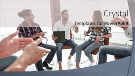  Presentation with coach - Slide deck featuring creative-team-applauding-the-coach background and a light gray colored foreground