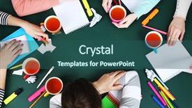  Presentation with team work - Cool new slide deck with creative-team-for-work-flow backdrop and a ocean colored foreground