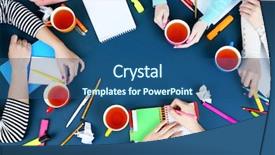  Presentation with meet work team - Audience pleasing presentation design consisting of creative team for work flow backdrop and a  colored foreground