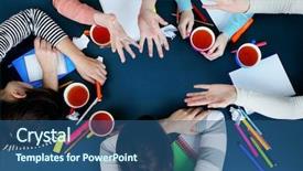  Presentation with team work - Cool new PPT layouts with creative team for work flow backdrop and a ocean colored foreground