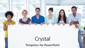  Presentation with creative - Presentation consisting of creative team holding a panel background and a sky blue colored foreground