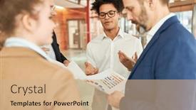  Presentation with design team - Presentation design consisting of creative-team-of-a-startup background and a coral colored foreground